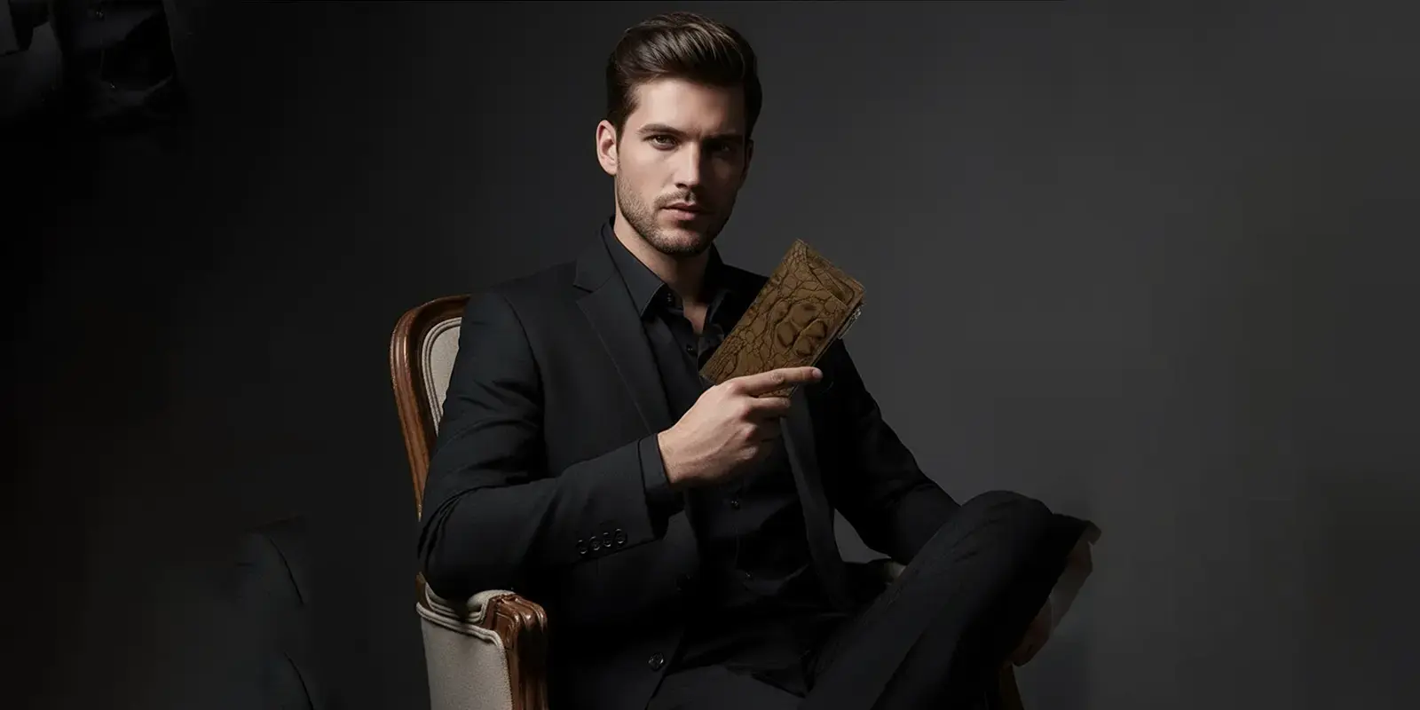 خرید کیف پول کتی مردانه طرح پرهام چرم طبیعی